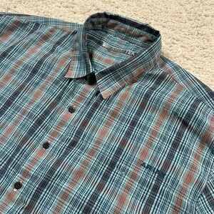 Ariat Shirt XXL Blue Plaid Tek Heat Series Short Sleeve Button Down